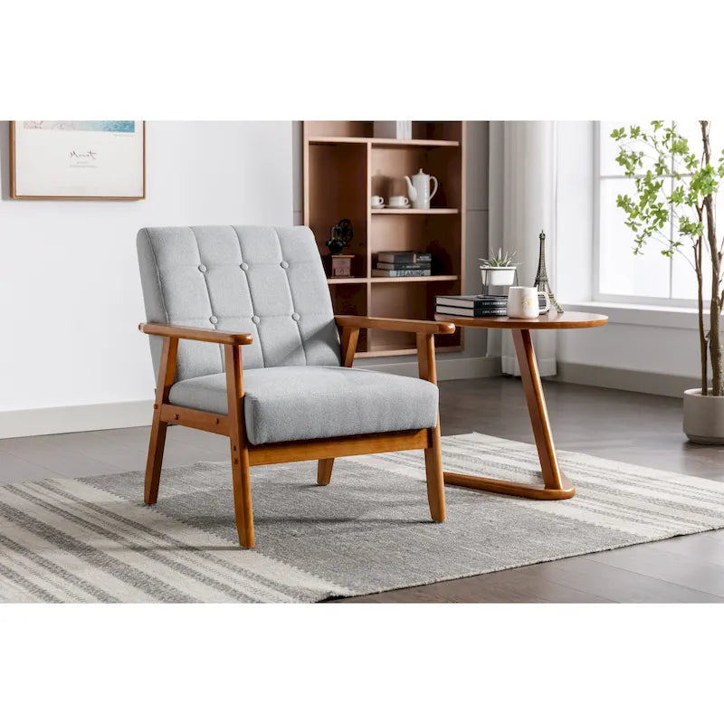 Fauteuil d'appoint capitonné avec cadre en bois massif
