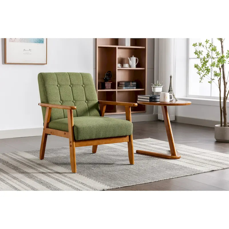 Fauteuil d'appoint capitonné avec cadre en bois massif
