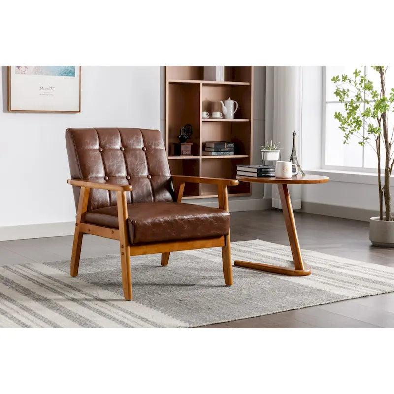 Fauteuil d'appoint capitonné avec cadre en bois massif