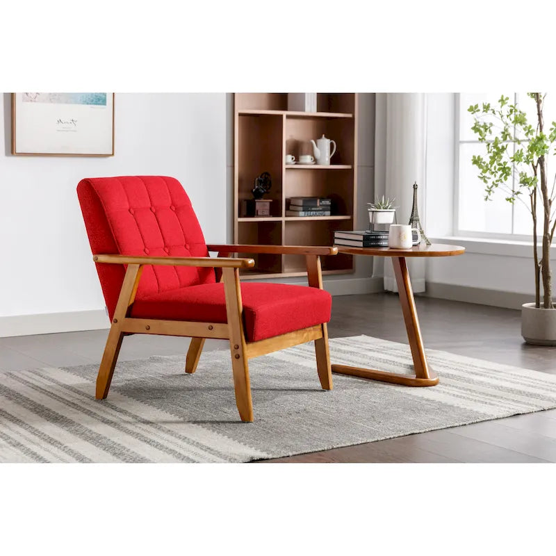 Fauteuil d'appoint capitonné avec cadre en bois massif