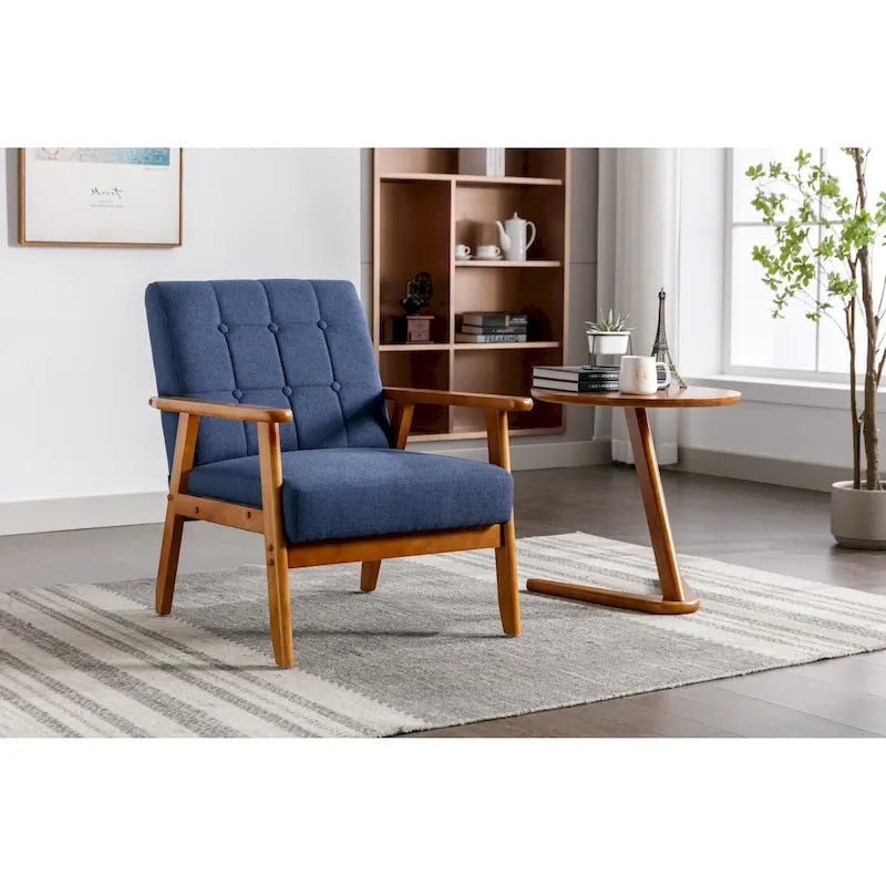 Fauteuil d'appoint capitonné avec cadre en bois massif