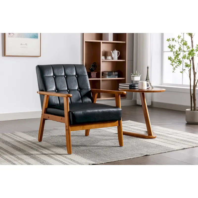 Fauteuil d'appoint capitonné avec cadre en bois massif