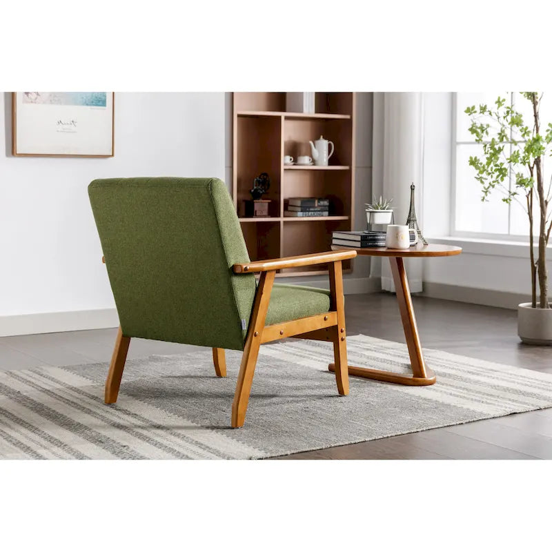 Fauteuil d'appoint capitonné avec cadre en bois massif