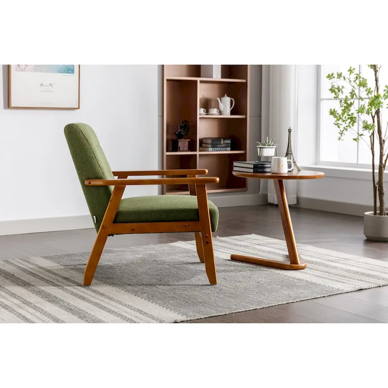 Fauteuil d'appoint capitonné avec cadre en bois massif