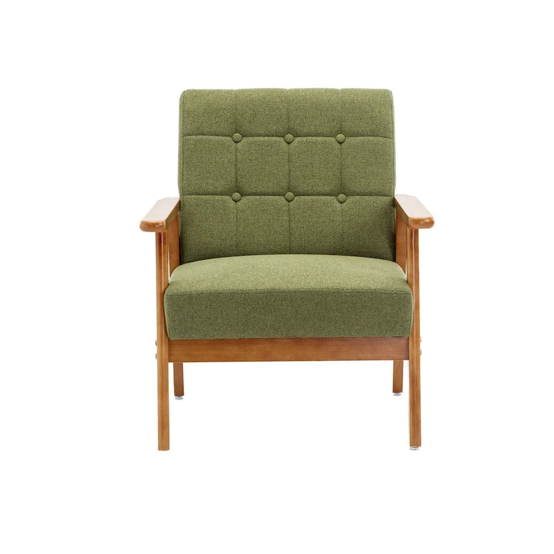 Fauteuil d'appoint capitonné avec cadre en bois massif