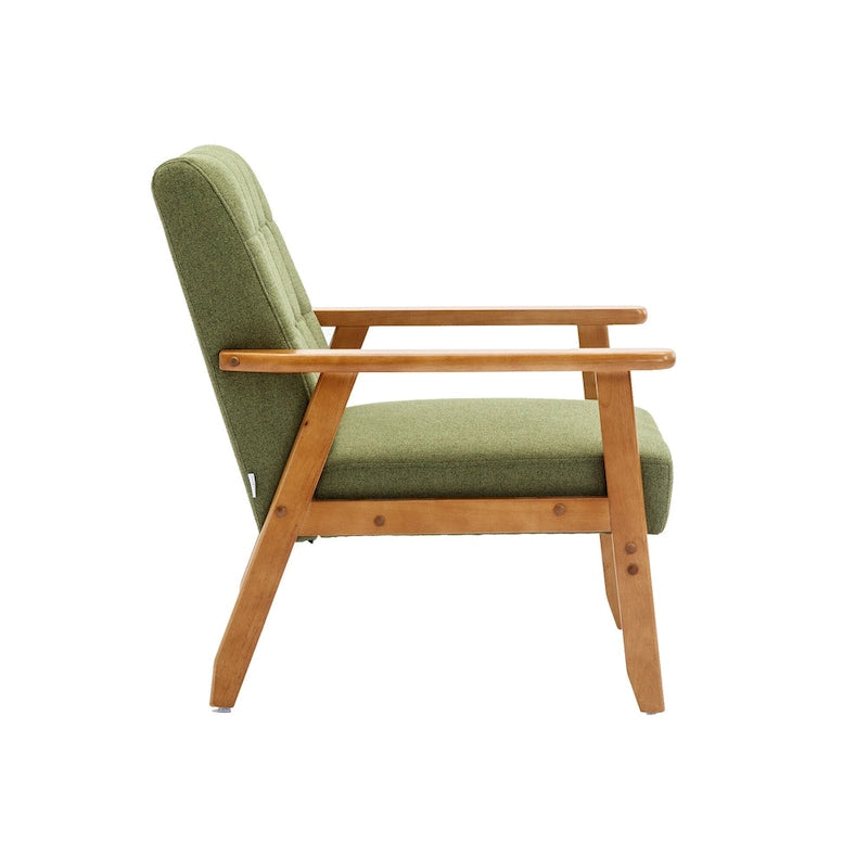 Fauteuil d'appoint capitonné avec cadre en bois massif