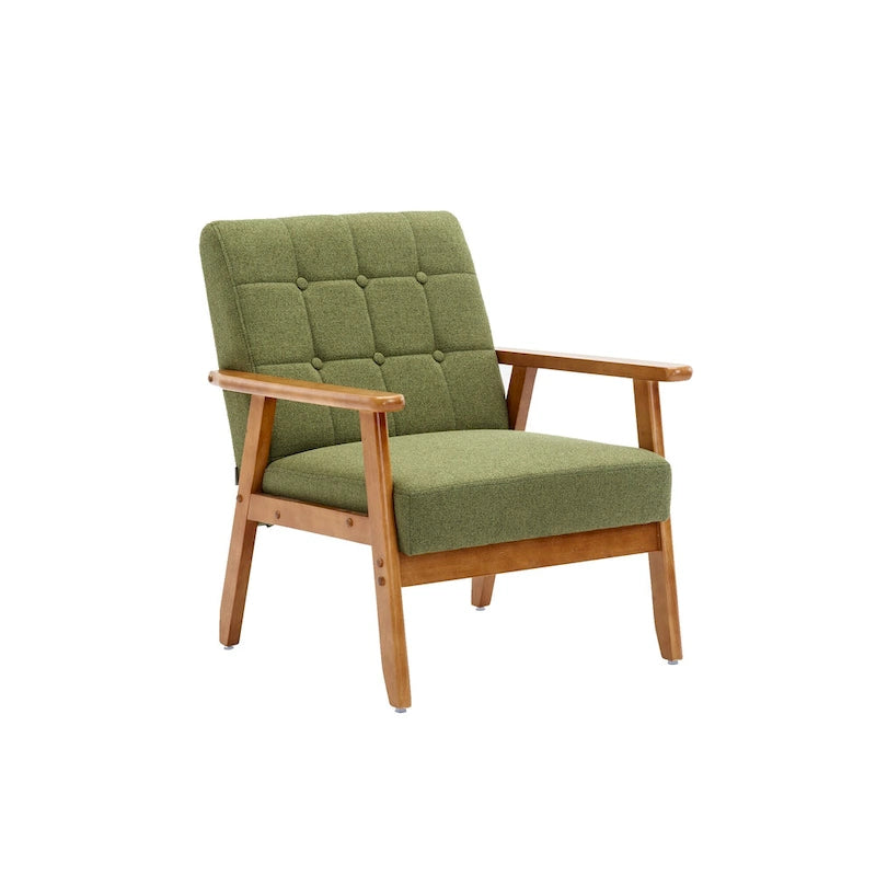 Fauteuil d'appoint capitonné avec cadre en bois massif
