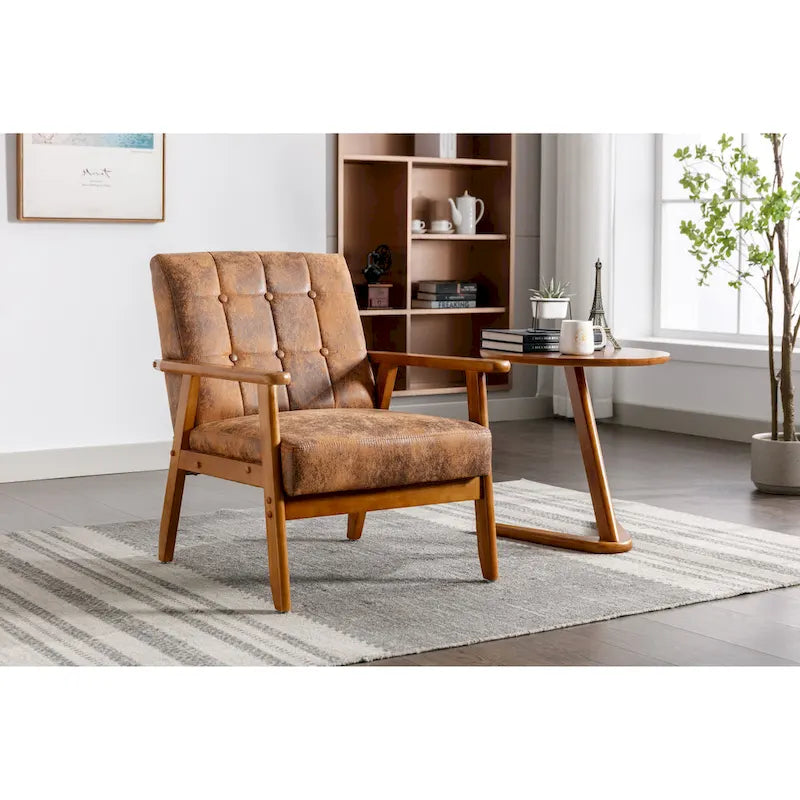 Fauteuil d'appoint capitonné avec cadre en bois massif