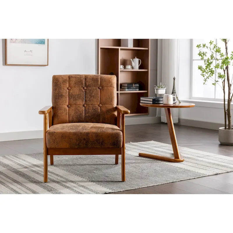 Fauteuil d'appoint capitonné avec cadre en bois massif