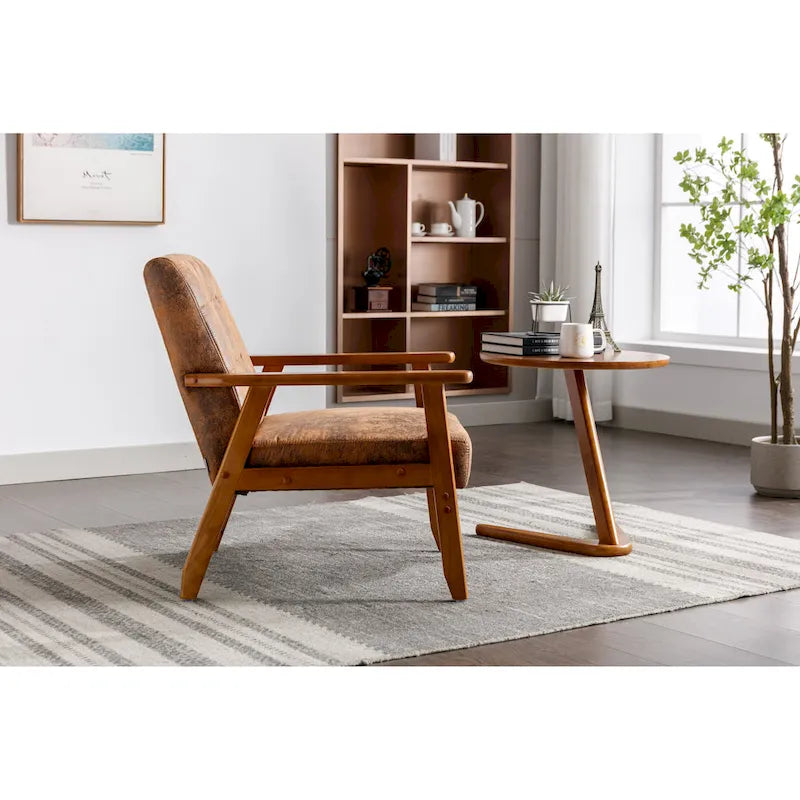 Fauteuil d'appoint capitonné avec cadre en bois massif