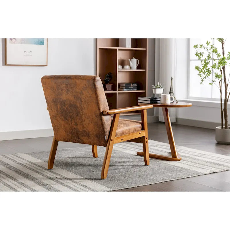 Fauteuil d'appoint capitonné avec cadre en bois massif