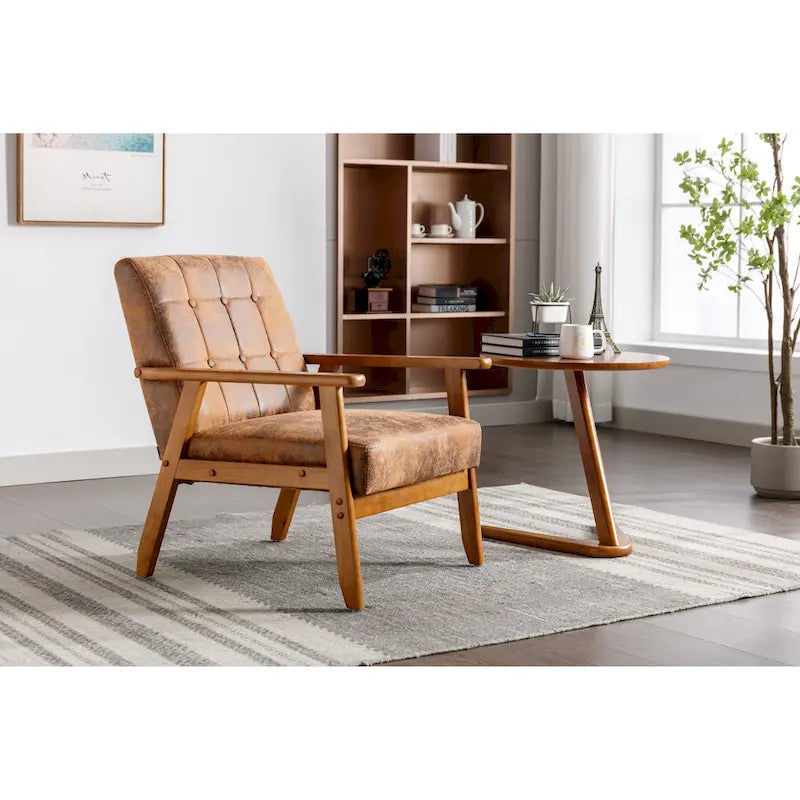 Fauteuil d'appoint capitonné avec cadre en bois massif