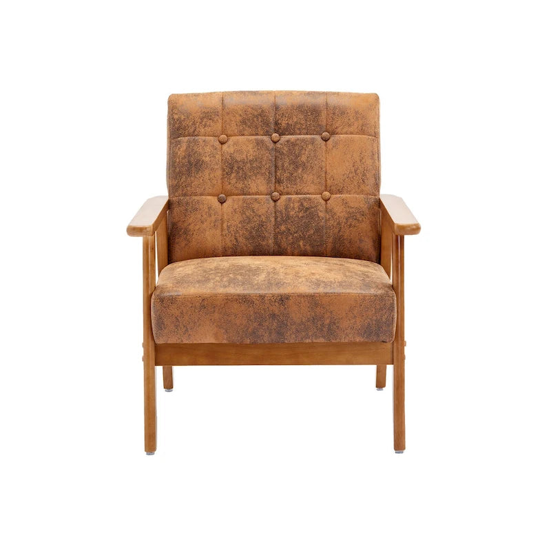Fauteuil d'appoint capitonné avec cadre en bois massif
