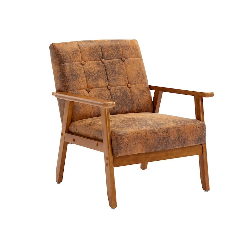 Fauteuil d'appoint capitonné avec cadre en bois massif