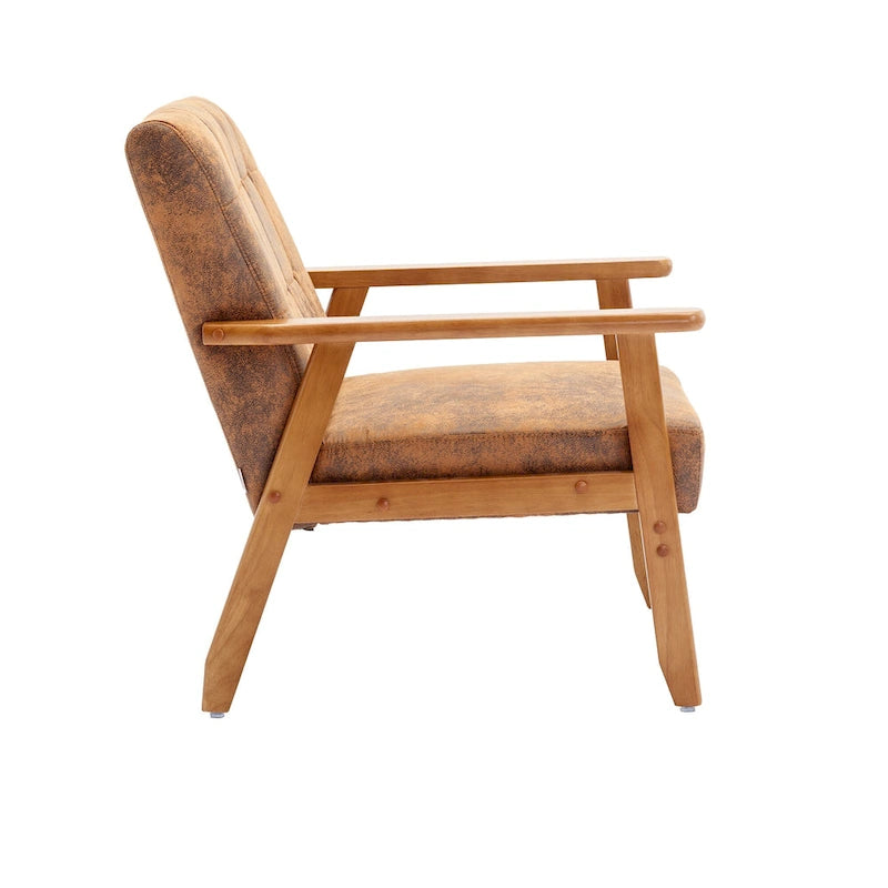 Fauteuil d'appoint capitonné avec cadre en bois massif