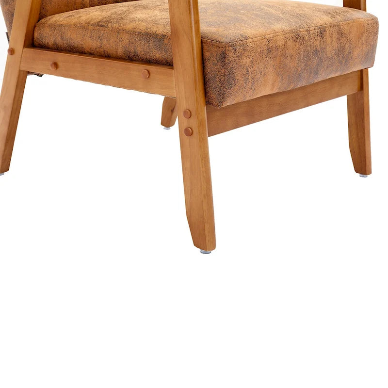 Fauteuil d'appoint capitonné avec cadre en bois massif
