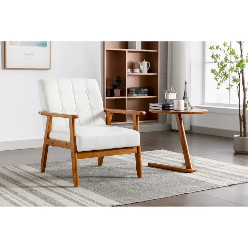 Fauteuil d'appoint capitonné avec cadre en bois massif