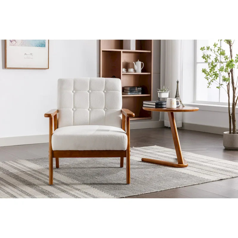 Fauteuil d'appoint capitonné avec cadre en bois massif
