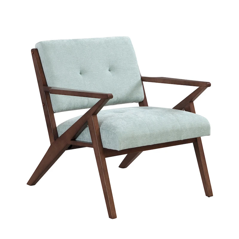 Fauteuil d'appoint moderne du milieu du siècle avec assise rembourrée et cadre en bois