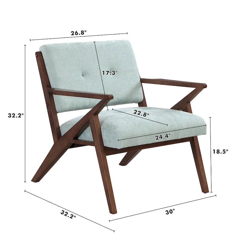 Fauteuil d'appoint moderne du milieu du siècle avec assise rembourrée et cadre en bois