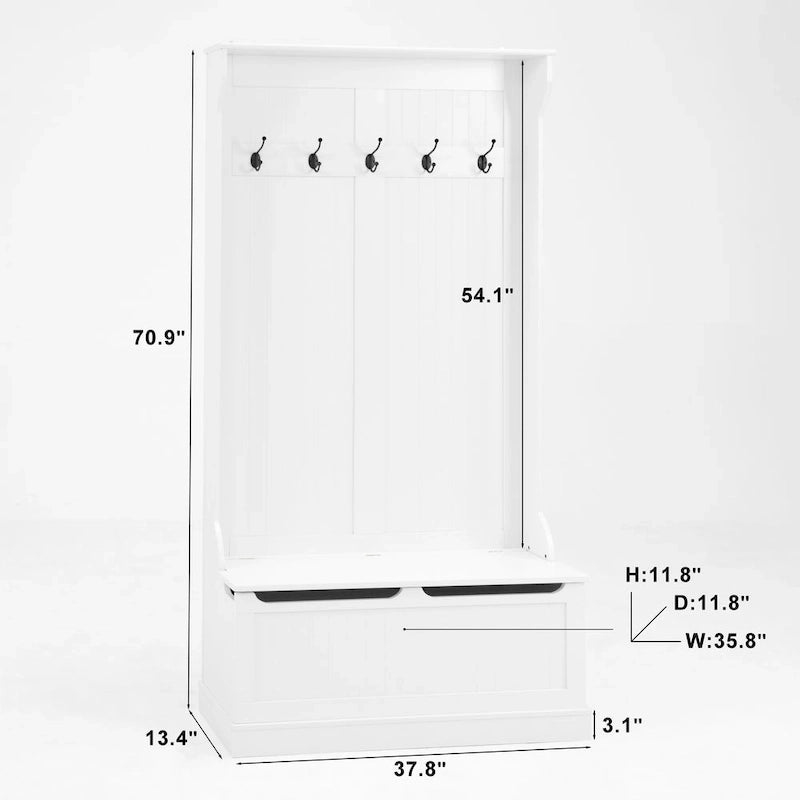 Banc d'entrée avec porte-manteau et rangement à chaussures