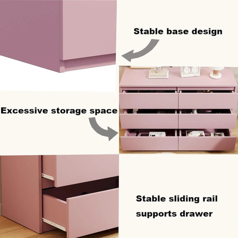 Commode à 6 tiroirs avec meuble de rangement