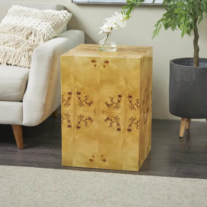 Table d'appoint carrée en bois avec motif grain de bois - Marron