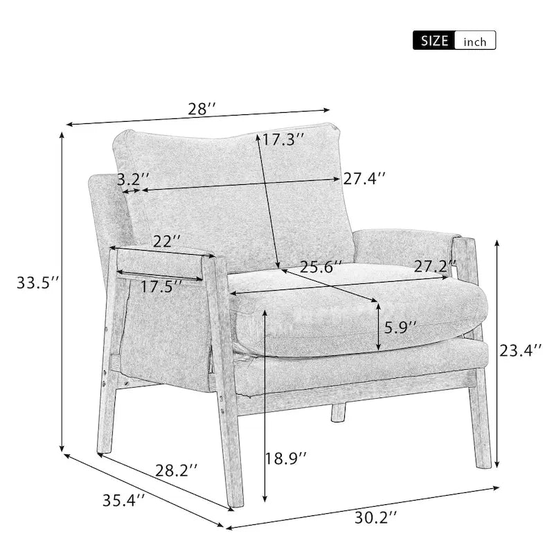 Fauteuil d'appoint en velours avec cadre en bois massif