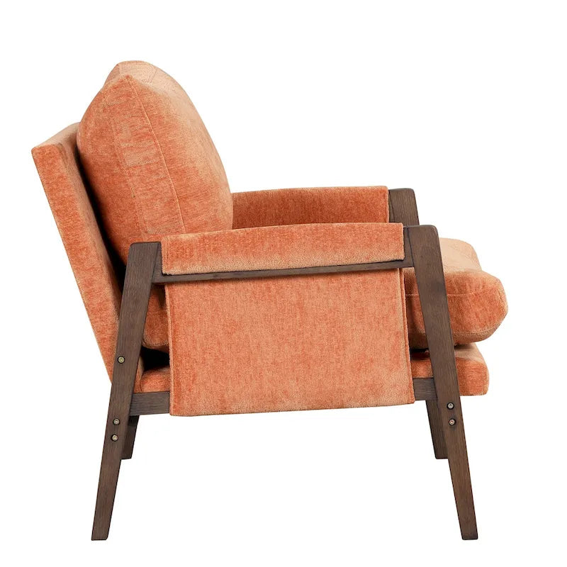 Fauteuil d'appoint en velours avec cadre en bois massif