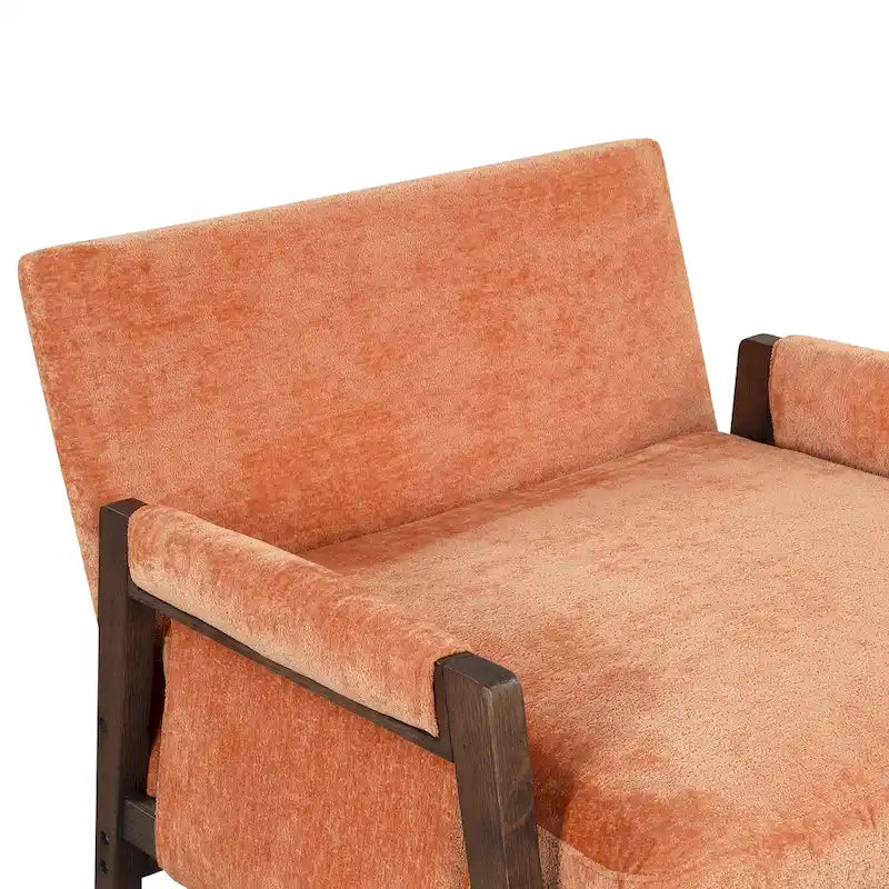 Fauteuil d'appoint en velours avec cadre en bois massif