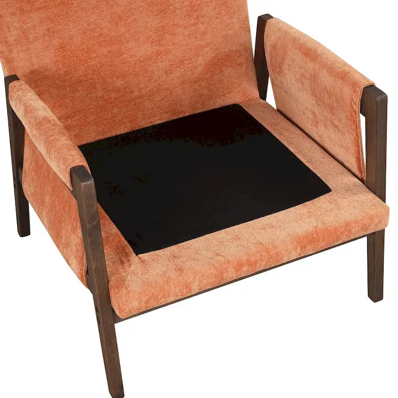 Fauteuil d'appoint en velours avec cadre en bois massif