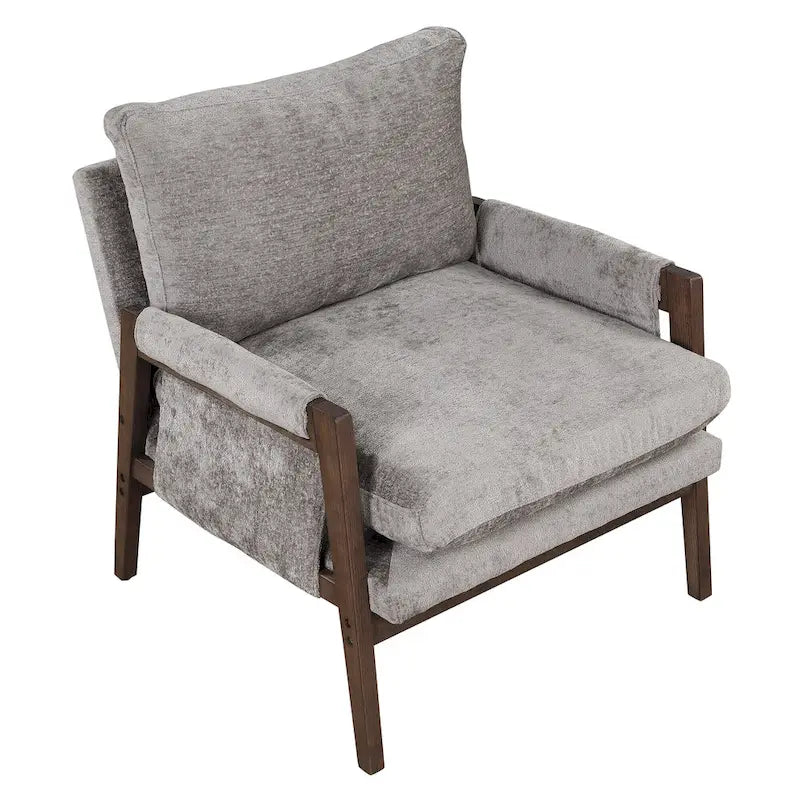 Fauteuil d'appoint en velours avec cadre en bois massif