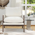 Fauteuil d'appoint en velours avec cadre en bois massif