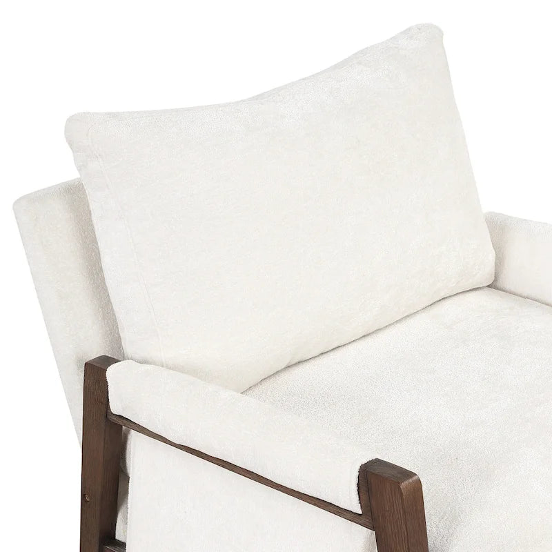 Fauteuil d'appoint en velours avec cadre en bois massif