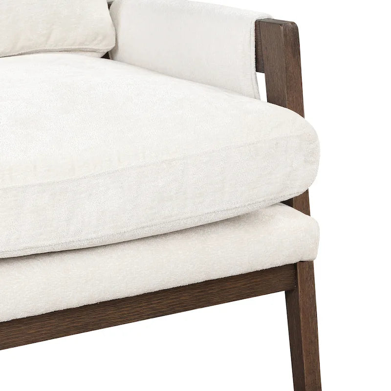 Fauteuil d'appoint en velours avec cadre en bois massif