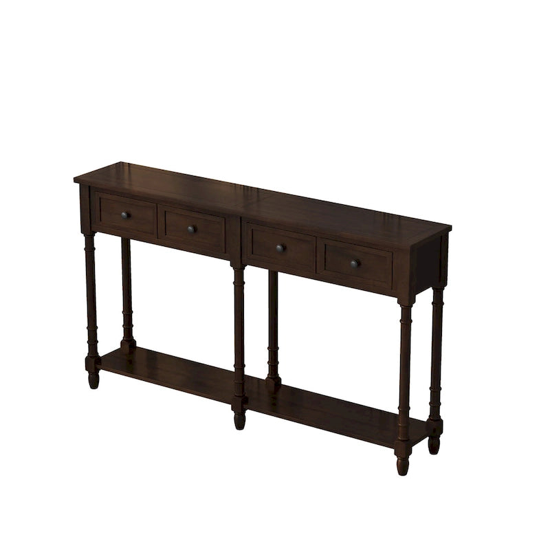 Console rustique avec tiroirs et étagère inférieure