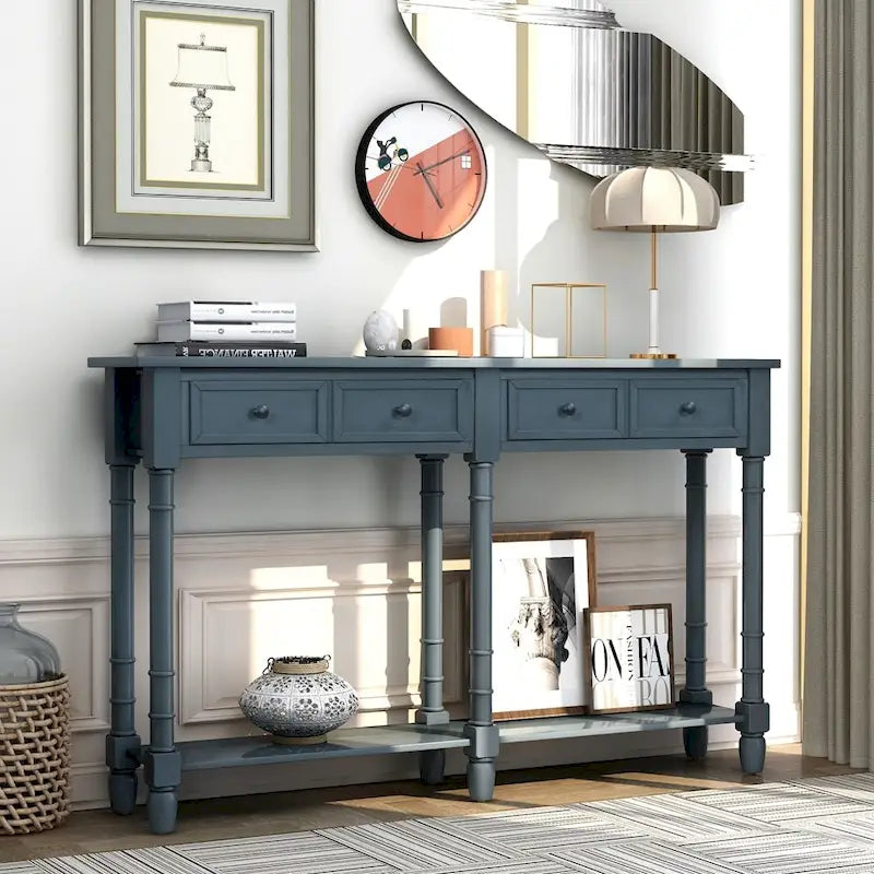 Console rustique avec tiroirs et étagère inférieure