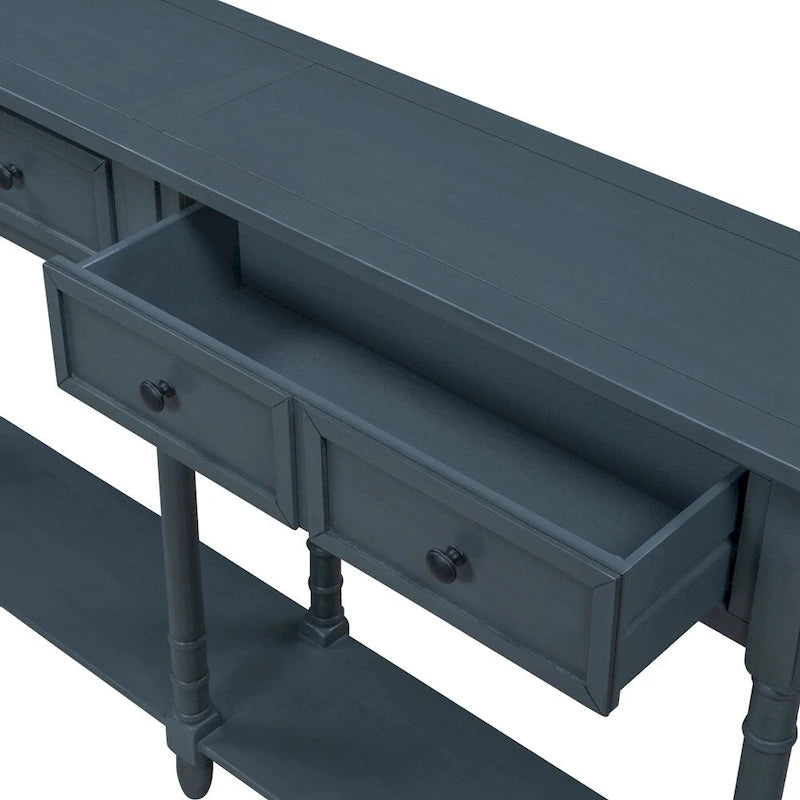 Console rustique avec tiroirs et étagère inférieure