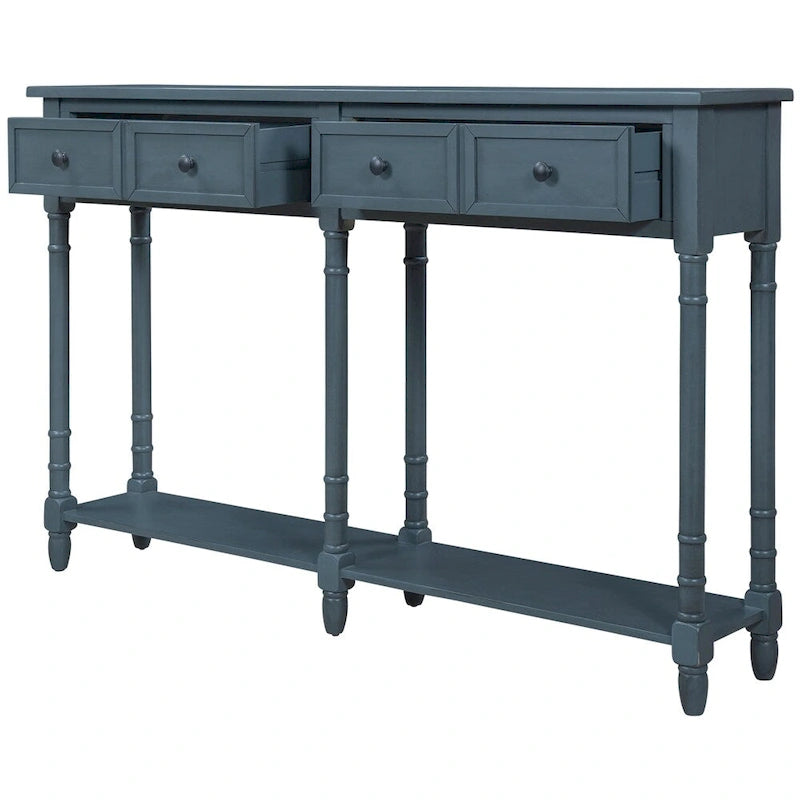 Console rustique avec tiroirs et étagère inférieure