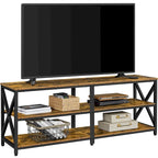 Meuble TV console en bois vintage à 3 niveaux pour téléviseurs jusqu'à 70 pouces