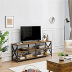 Meuble TV console en bois vintage à 3 niveaux pour téléviseurs jusqu'à 70 pouces