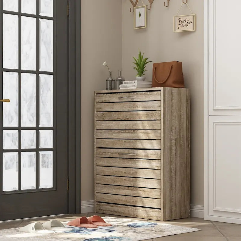 Meuble à chaussures 2 niveaux avec banc