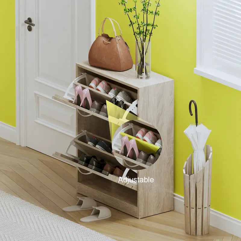 Meuble à chaussures 2 niveaux avec banc