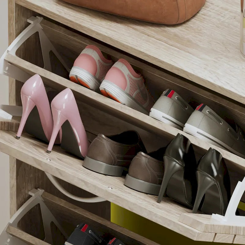 Meuble à chaussures 2 niveaux avec banc