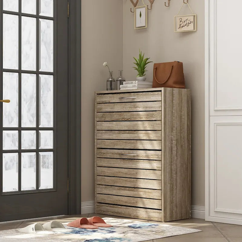 Meuble à chaussures 2 niveaux avec banc