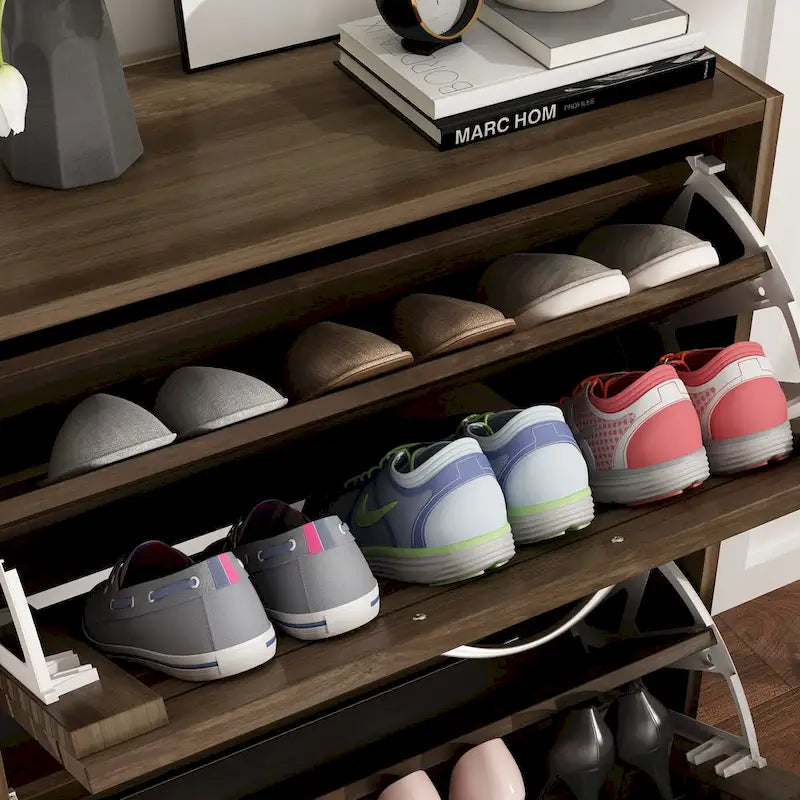 Meuble à chaussures 2 niveaux avec banc