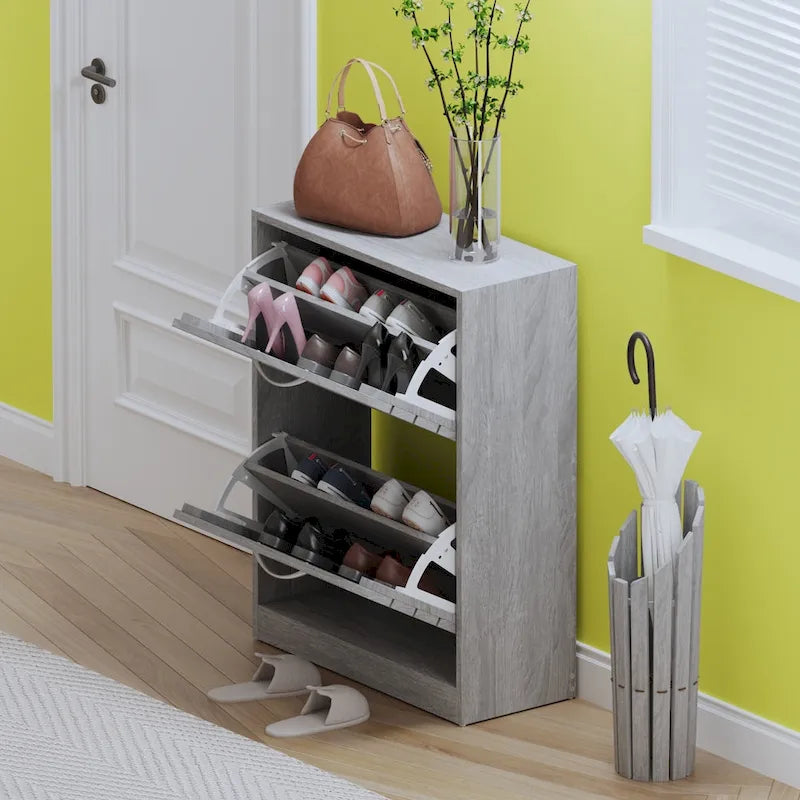 Meuble à chaussures 2 niveaux avec banc
