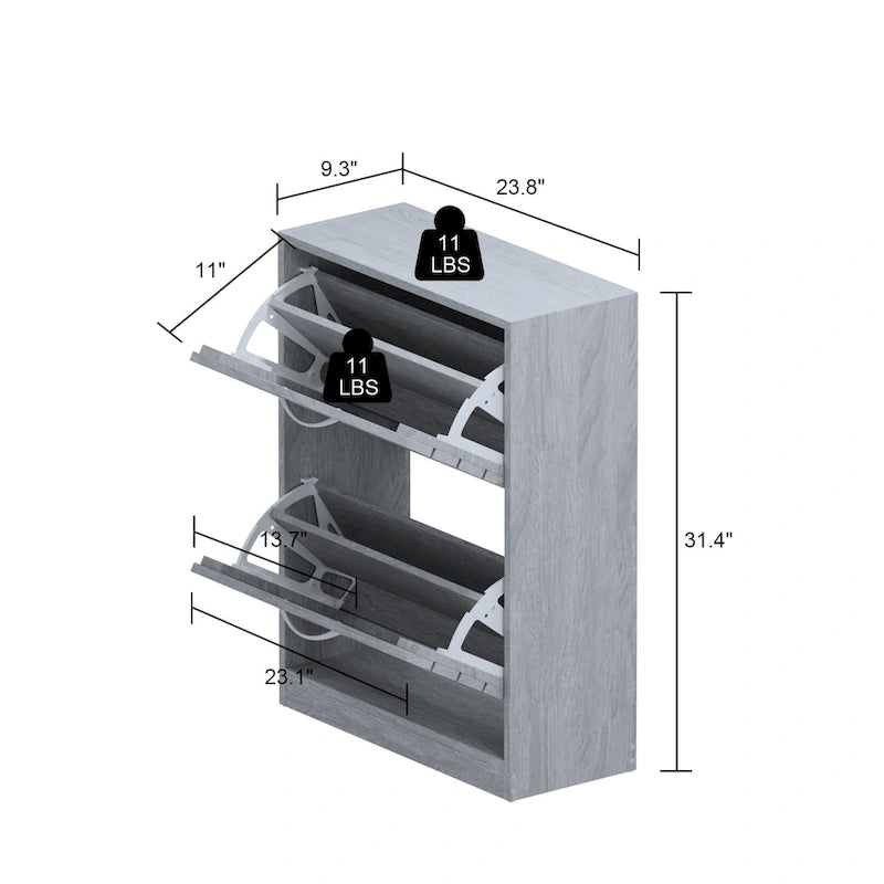 Meuble à chaussures 2 niveaux avec banc