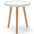 Table d'appoint ronde avec plateau en bois et pieds en bambou