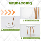 Table d'appoint ronde avec plateau en bois et pieds en bambou